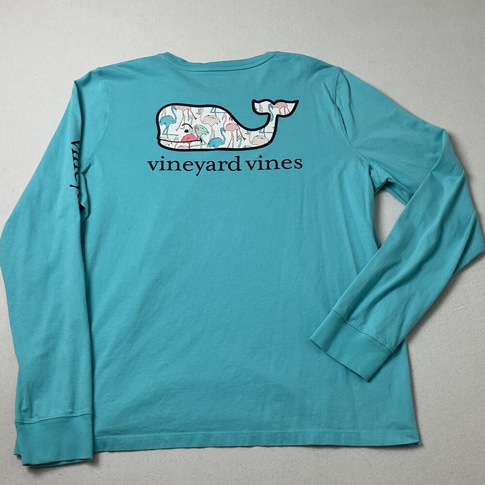 Vineyard Vines Light Blue Long Sleeve Flamingo Shirt Adult XL